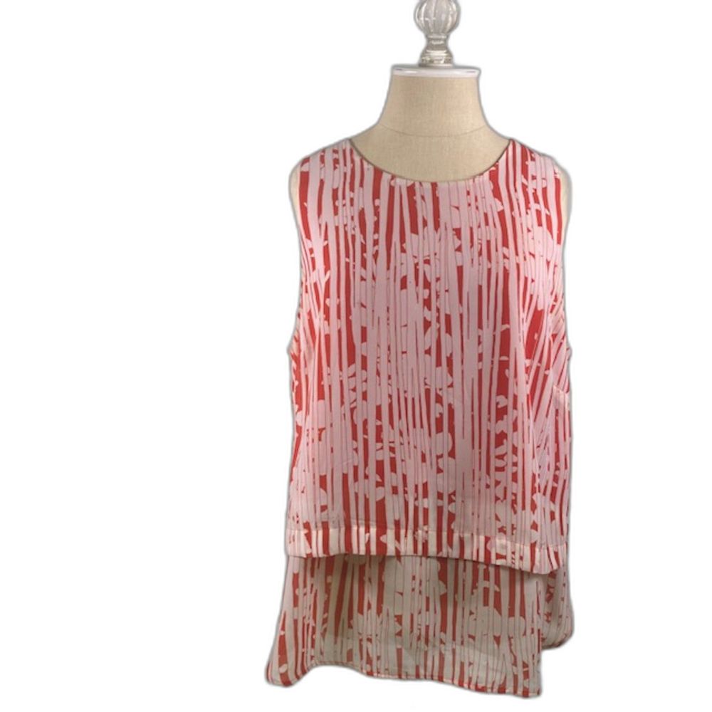 Banana Republic  Orange Bamboo Print Overlay Top Size 14